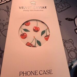 Velvet Caviar Cherry Pattern Phone Case - White and Red 14pro max